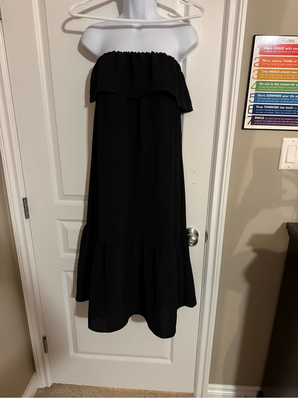Black Strapless Ruffle Swim Coverup